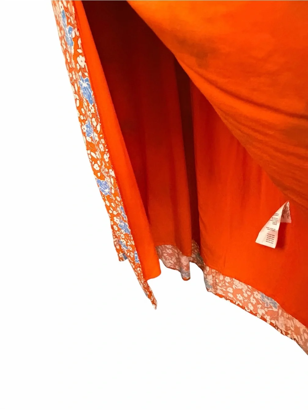 Maeve Anthropologie Lille Orange Blue Floral Side Slit Midi Skirt Size 4